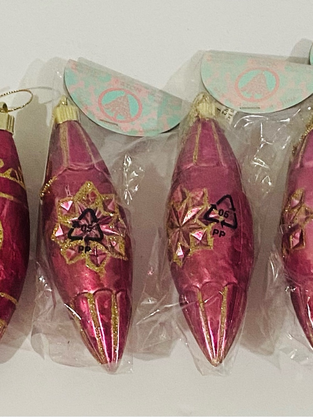 Holiday Pink Ornament Set - Decorative Teardrop Baubles